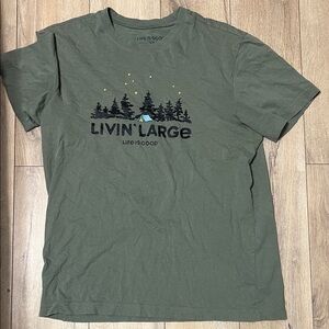 Life Is Good Olive Green 'Livin' Large' Graphic Tee